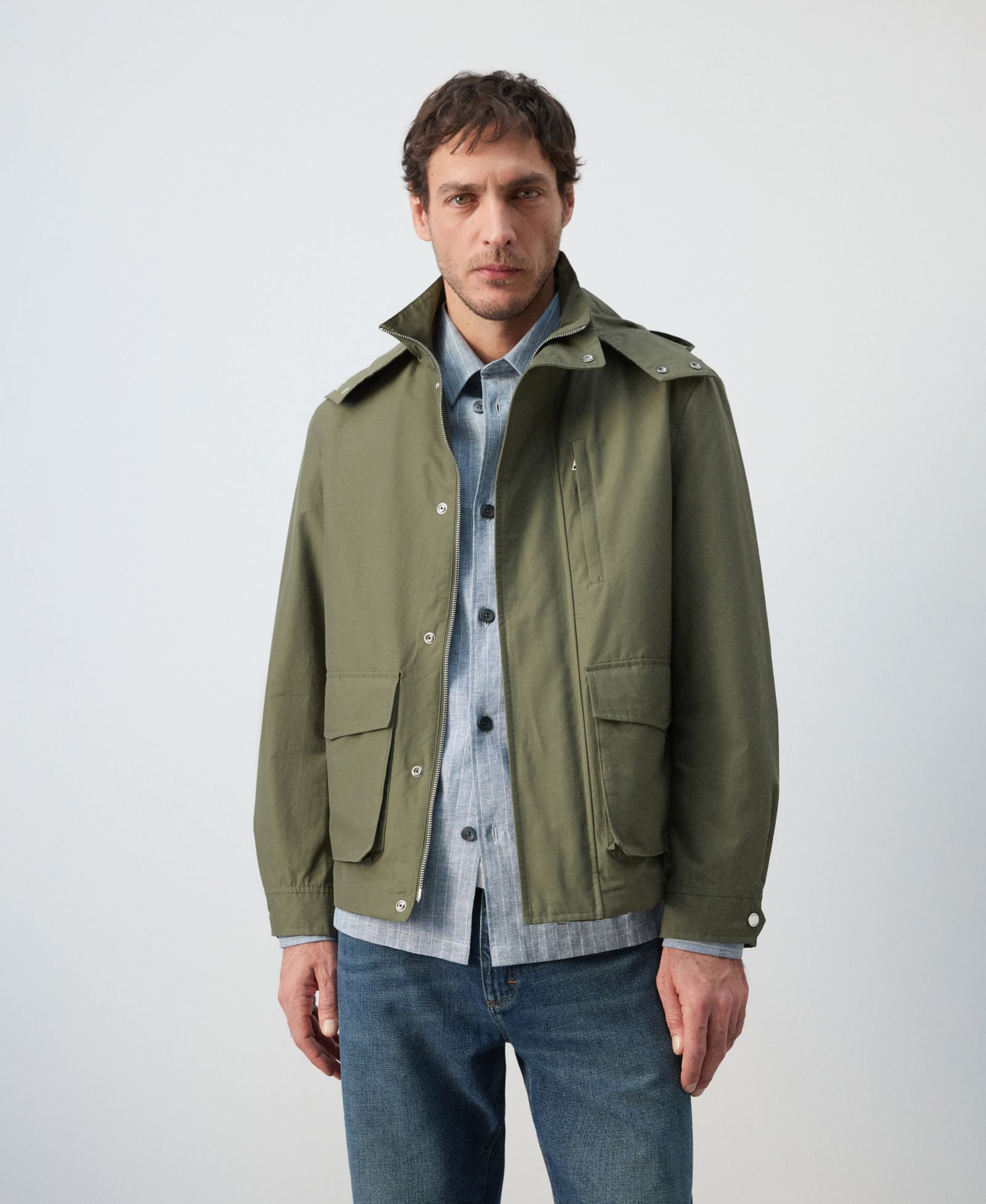 Mango Men's Detachable Hood Water-Repellent Bomber Jacket