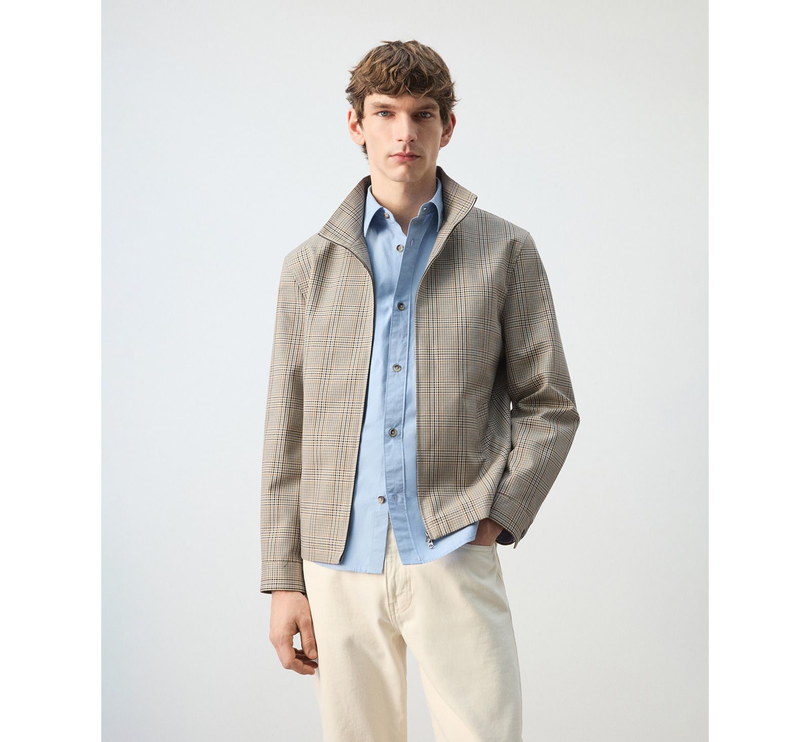 Mango Men's Prince of Wales Check Zip-Up Jacket