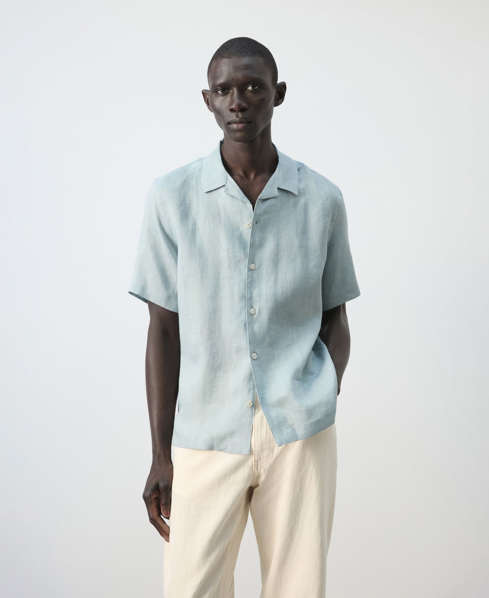 Mango Men's Bowling-Collar Shirt