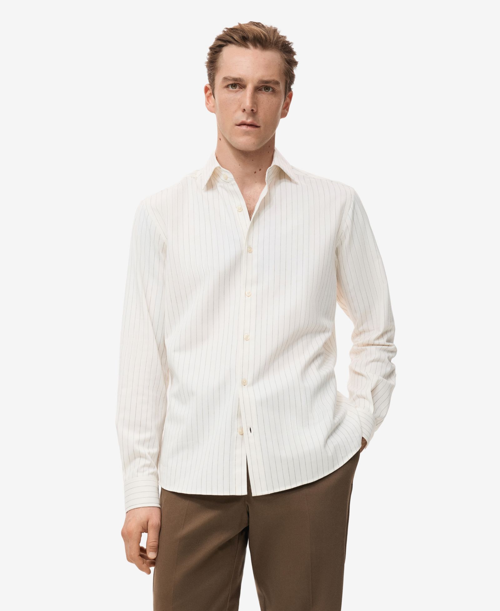 MANGO Мужская рубашка в полоску Cotton Regular-Fit