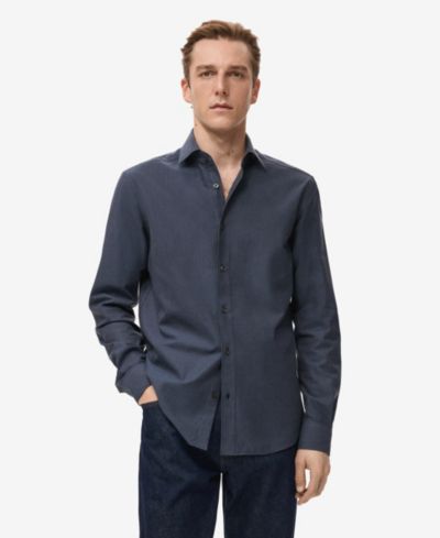 MANGO Мужская рубашка в полоску Cotton Regular-Fit