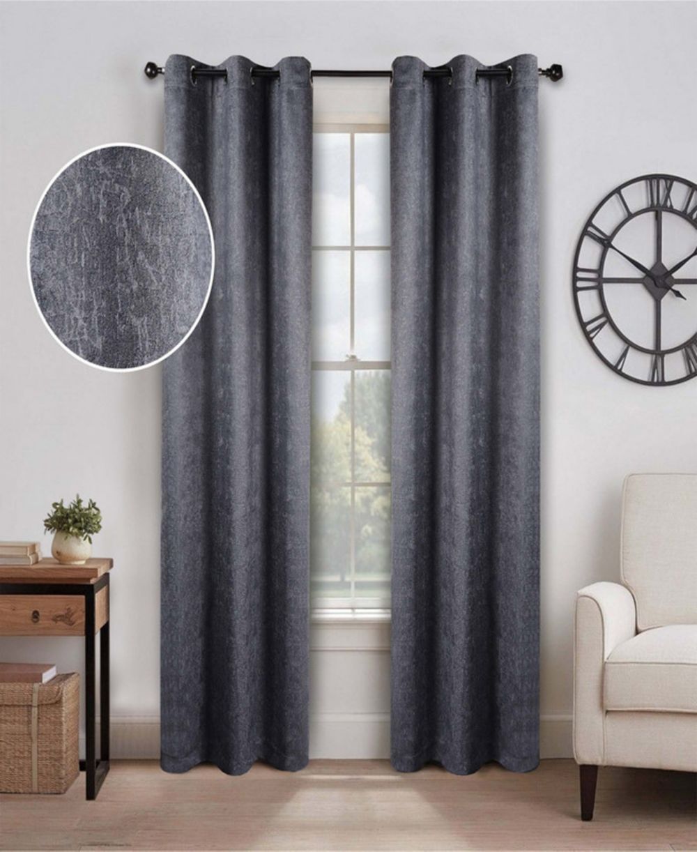 Superior Senna Textured Room Darkening Grommet Curtain Panels Set of 2