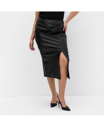 CITY CHIC Plus Size Petra Faux Leather Midi Skirt
