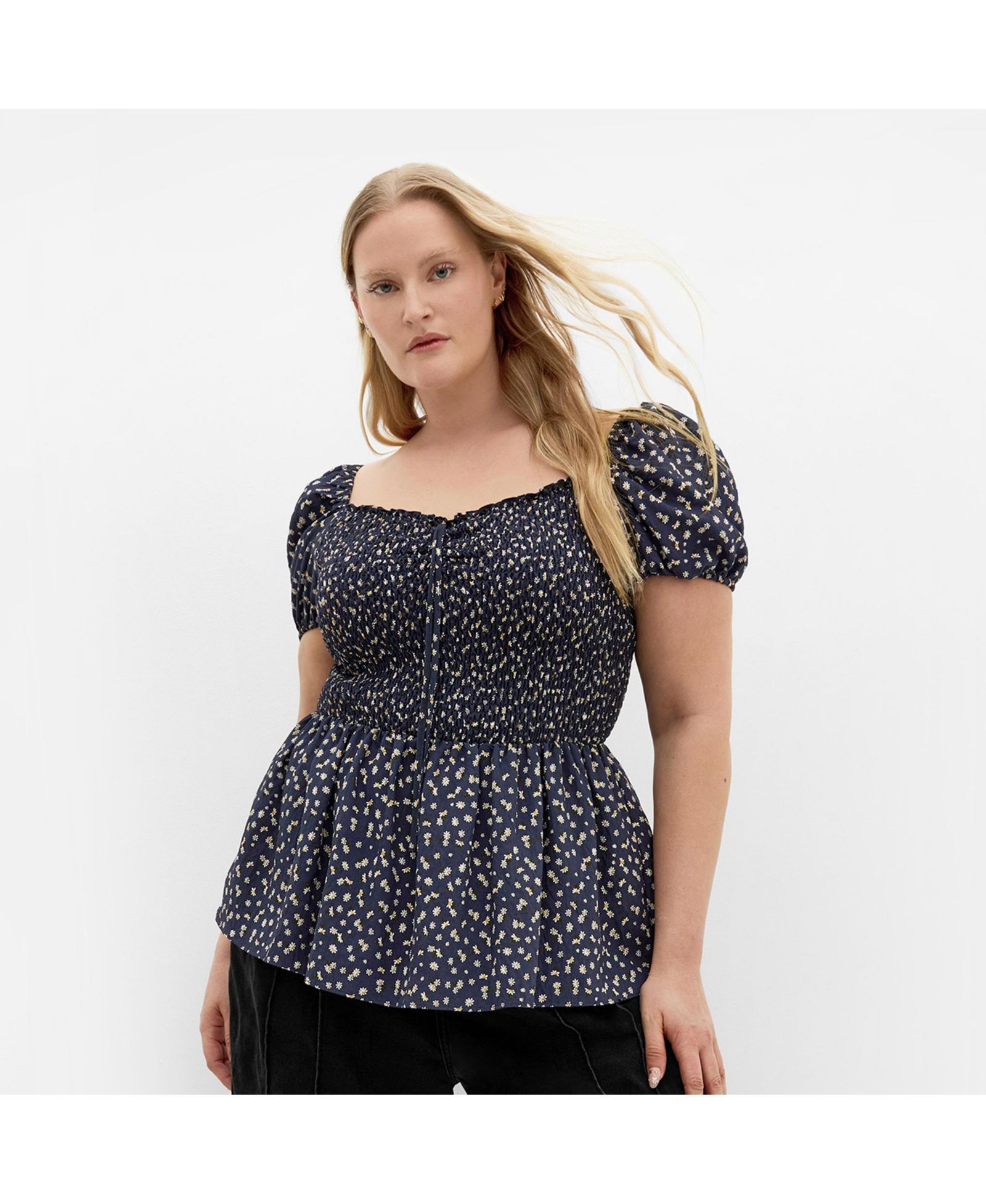 CITY CHIC Plus Size Топ Azure с принтoм и сборками