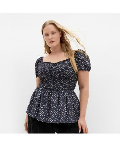 CITY CHIC Plus Size Azure Shirred Print Top