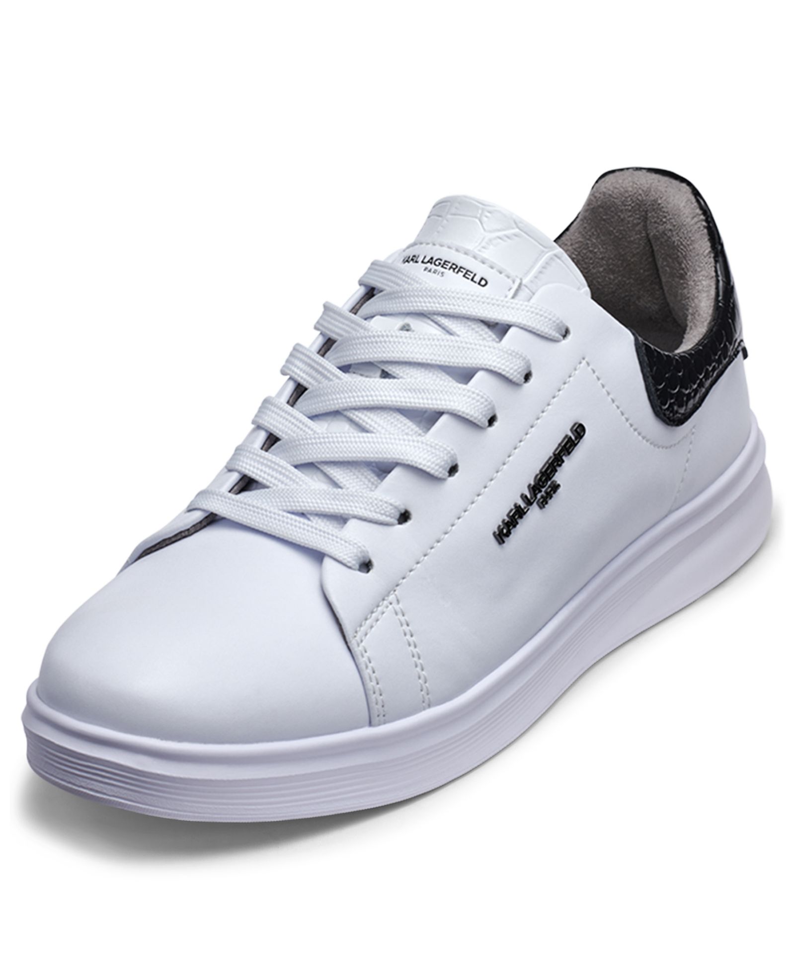 KARL LAGERFELD PARIS Men's Round Toe Leather Sneakers