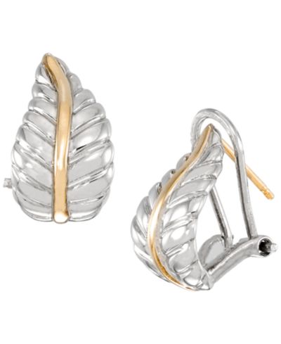 Серьги-гвоздики Leaf из золота 14k поверх серебра