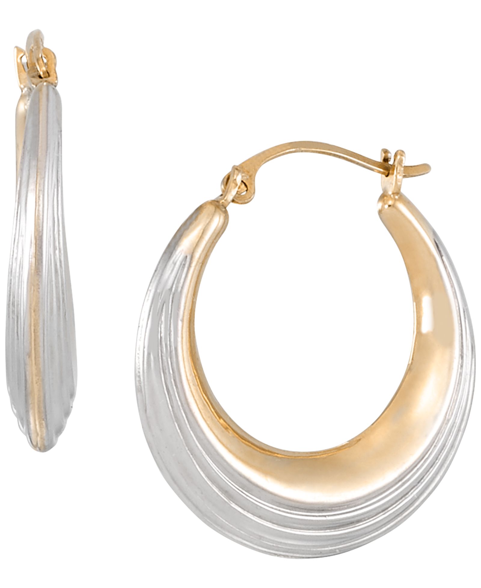 Серьги-кольца двухцветные в 14k желтом золоте поверх Sterling Silver