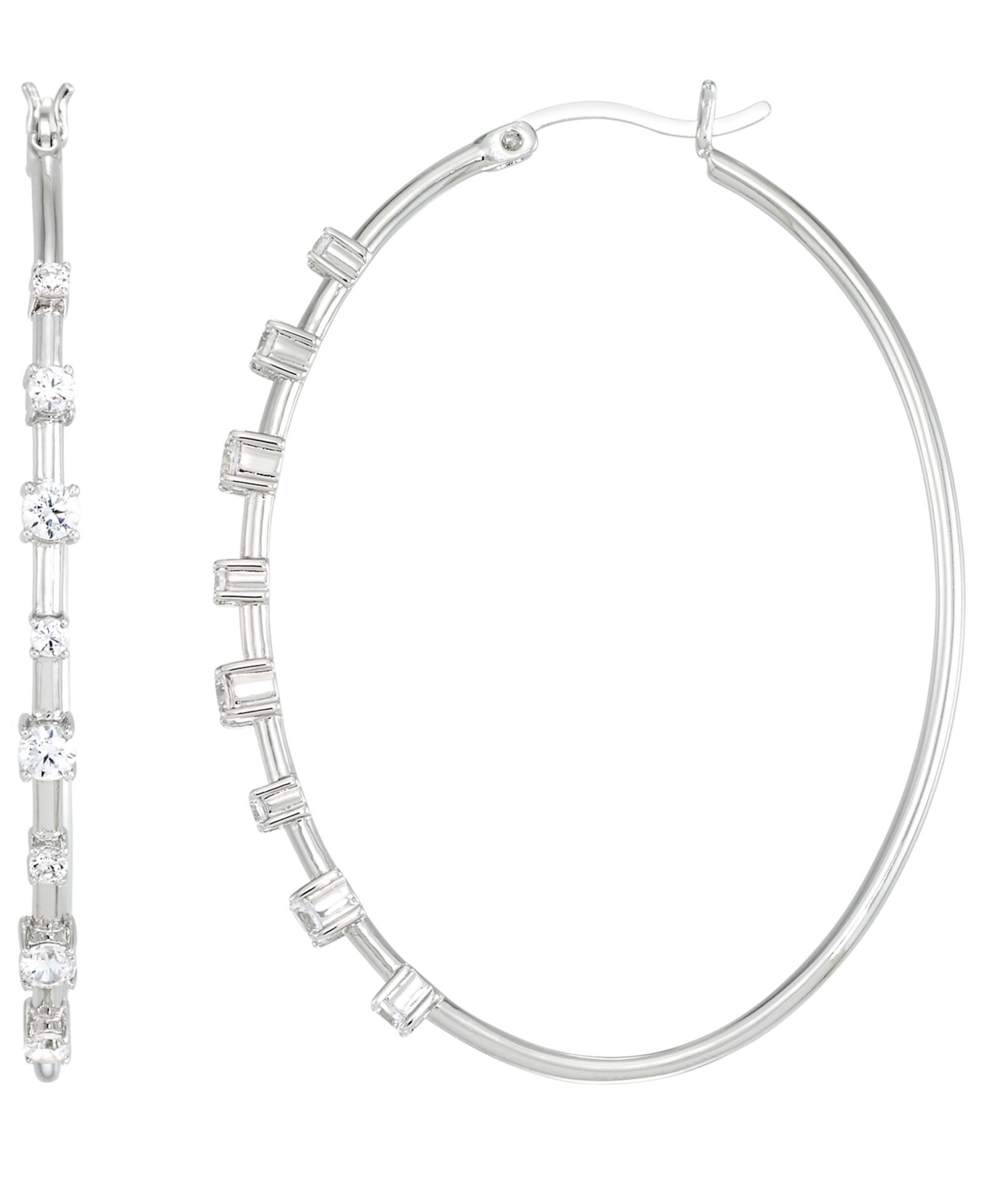 Серьги-кольца Macy's Cubic Zirconia (2 ct. t.w.) в Sterling Silver