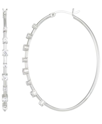 Серьги-кольца Macy's Cubic Zirconia (2 ct. t.w.) в Sterling Silver
