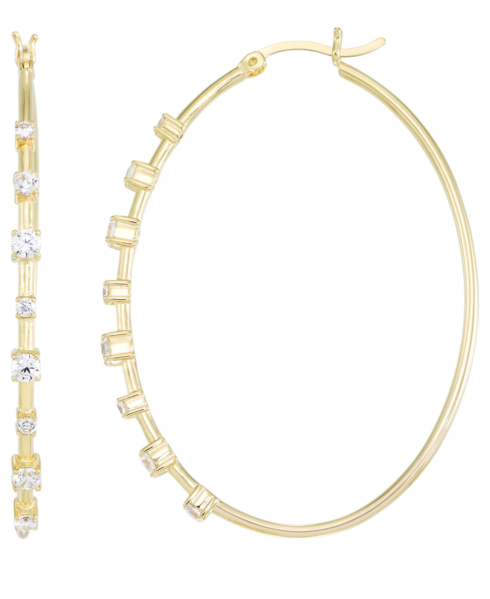 Серьги-кольца Macy's с кубическим цирконием в 14k Yellow Gold Over Sterling Silver