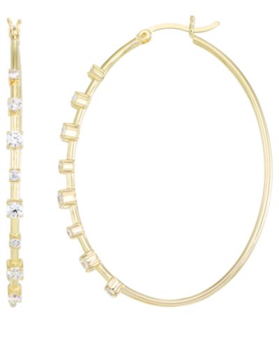Серьги-кольца Macy's с кубическим цирконием в 14k Yellow Gold Over Sterling Silver
