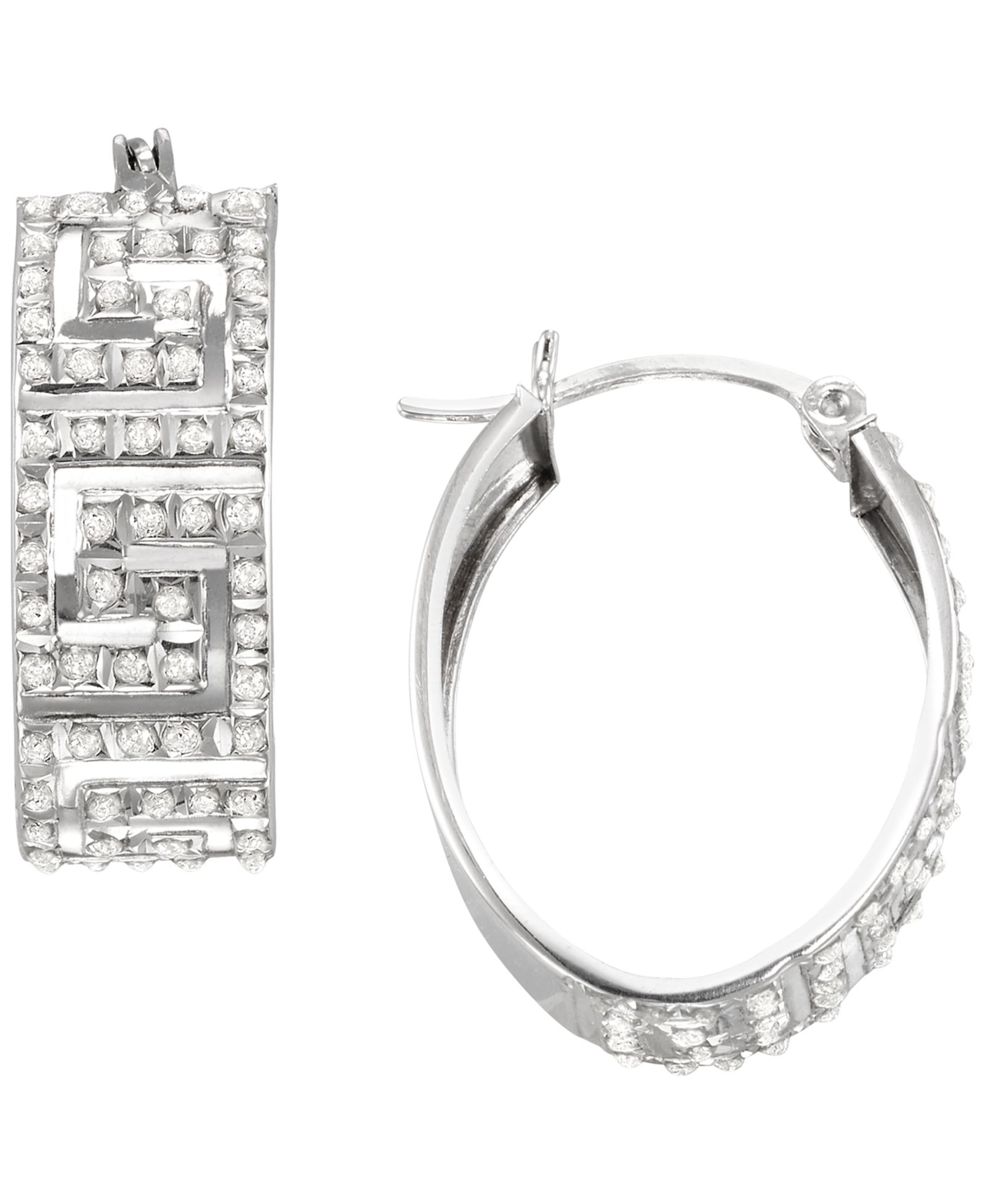 Серьги-кольца с бриллиантовым акцентом в стерлинговом серебре (0.01 ct. t.w.)