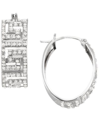 Серьги-кольца с бриллиантовым акцентом в стерлинговом серебре (0.01 ct. t.w.)