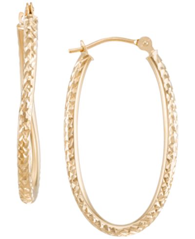 Серьги-кольца Macy's Twist Oval в желтом золоте