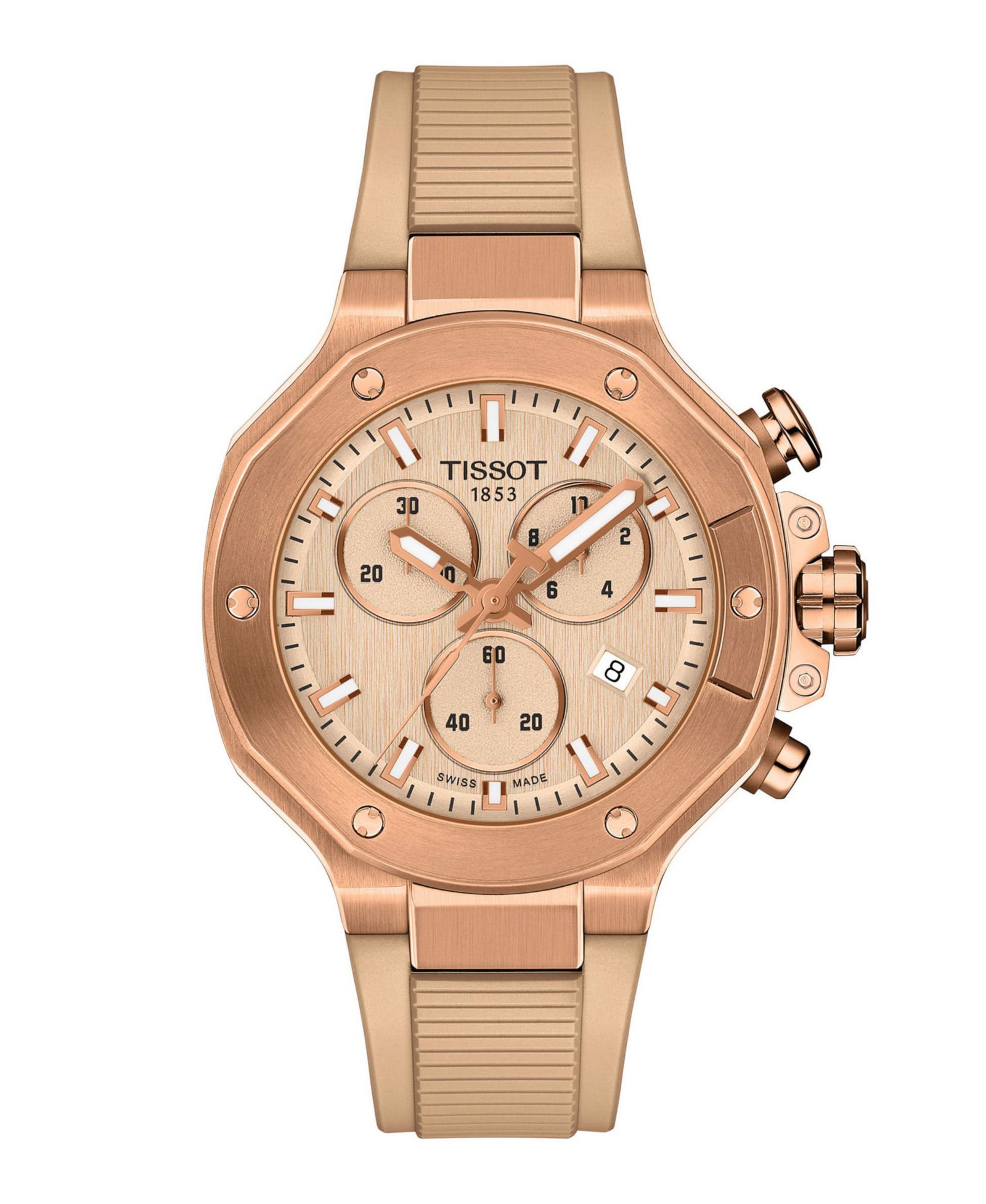 Часы Tissot Unisex Rose Gold Silicone Bracelet, 38mm