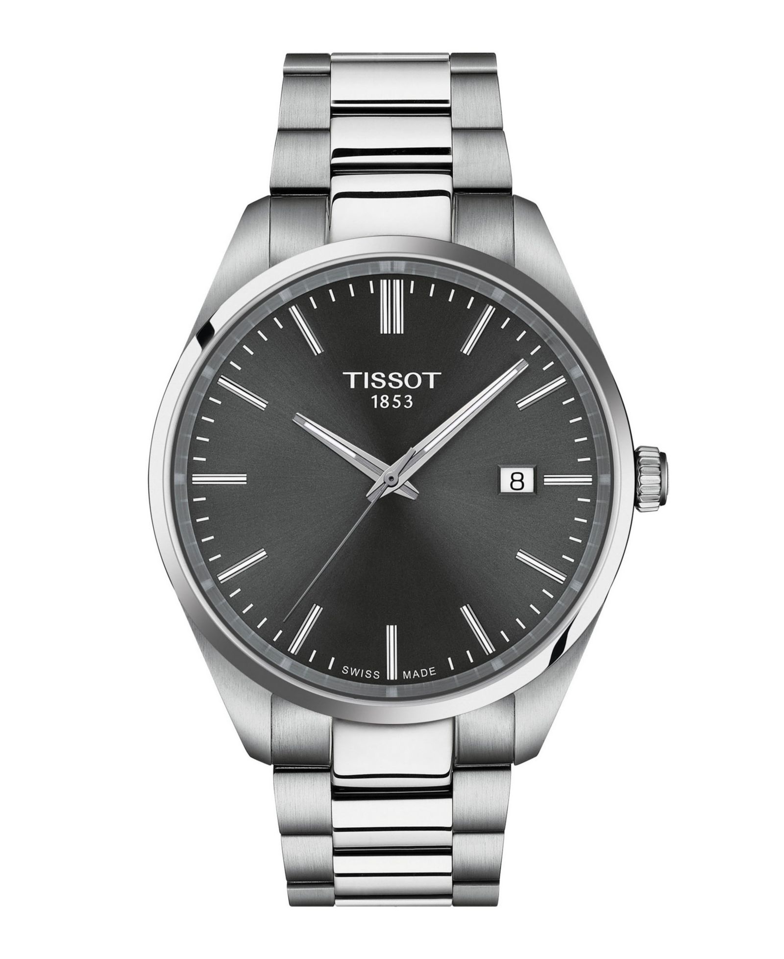 Мужские часы Tissot на стальном браслете, серые, 40mm