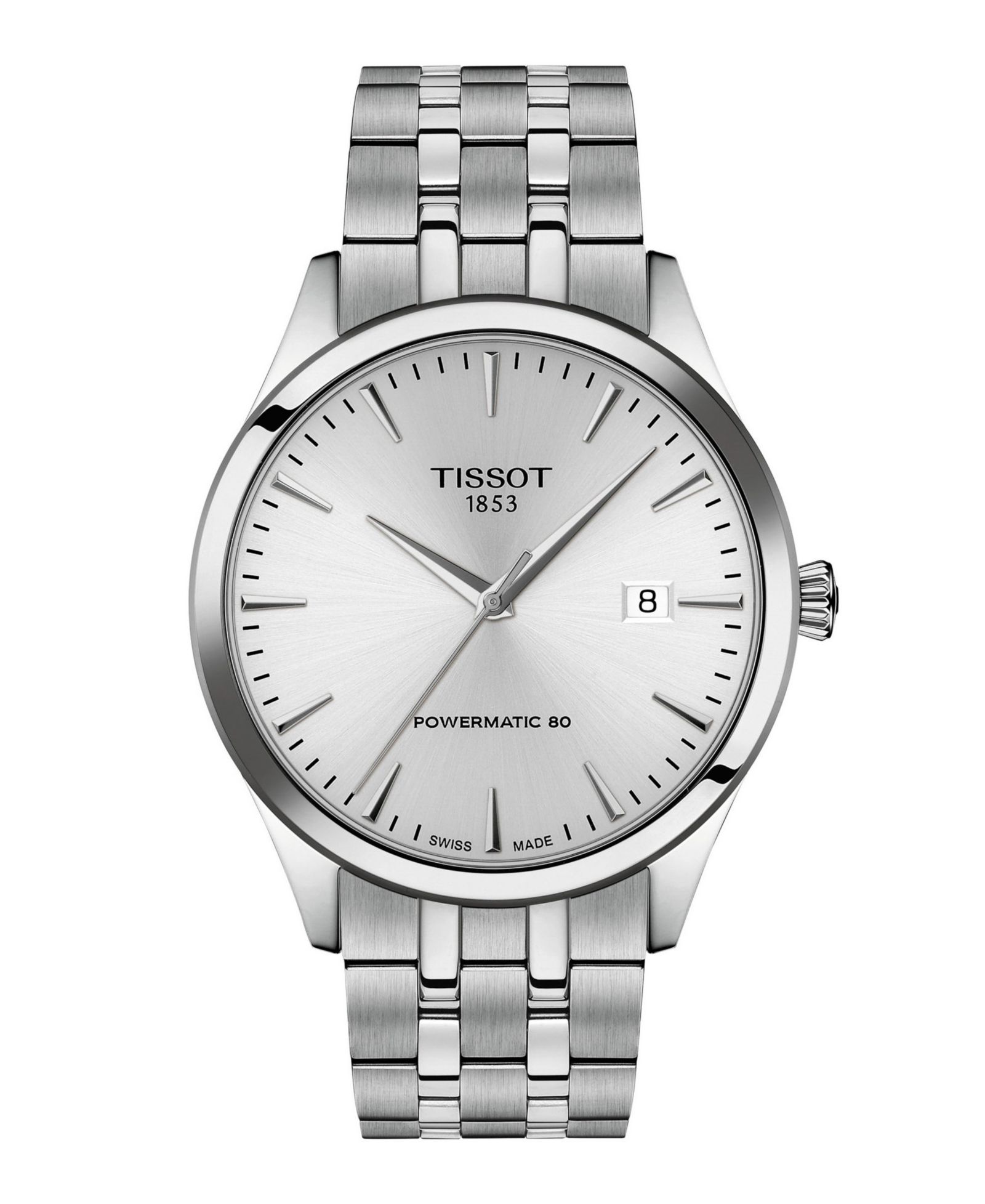 Мужские наручные часы Tissot из серой нержавеющей стали с браслетом, 40mm