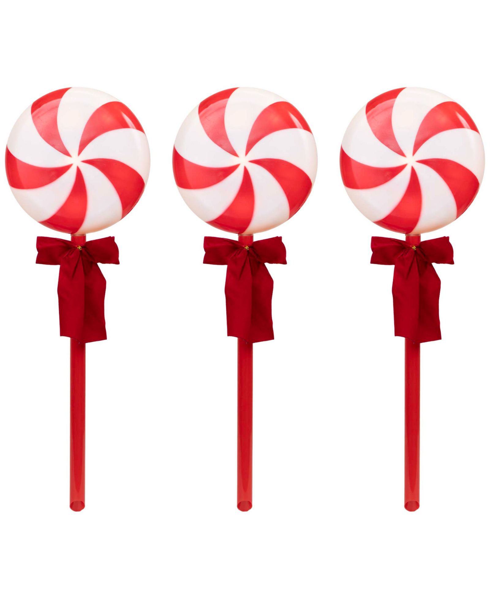 Northlight Lighted Peppermint Candy Christmas Outdoor Pathway Markers, Set of 3