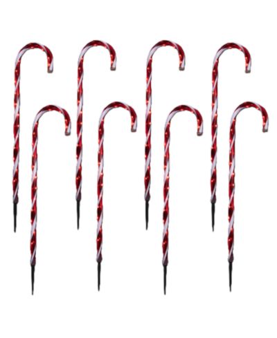 Световые садовые маркеры Northlight LED Candy Cane, набор 8 шт