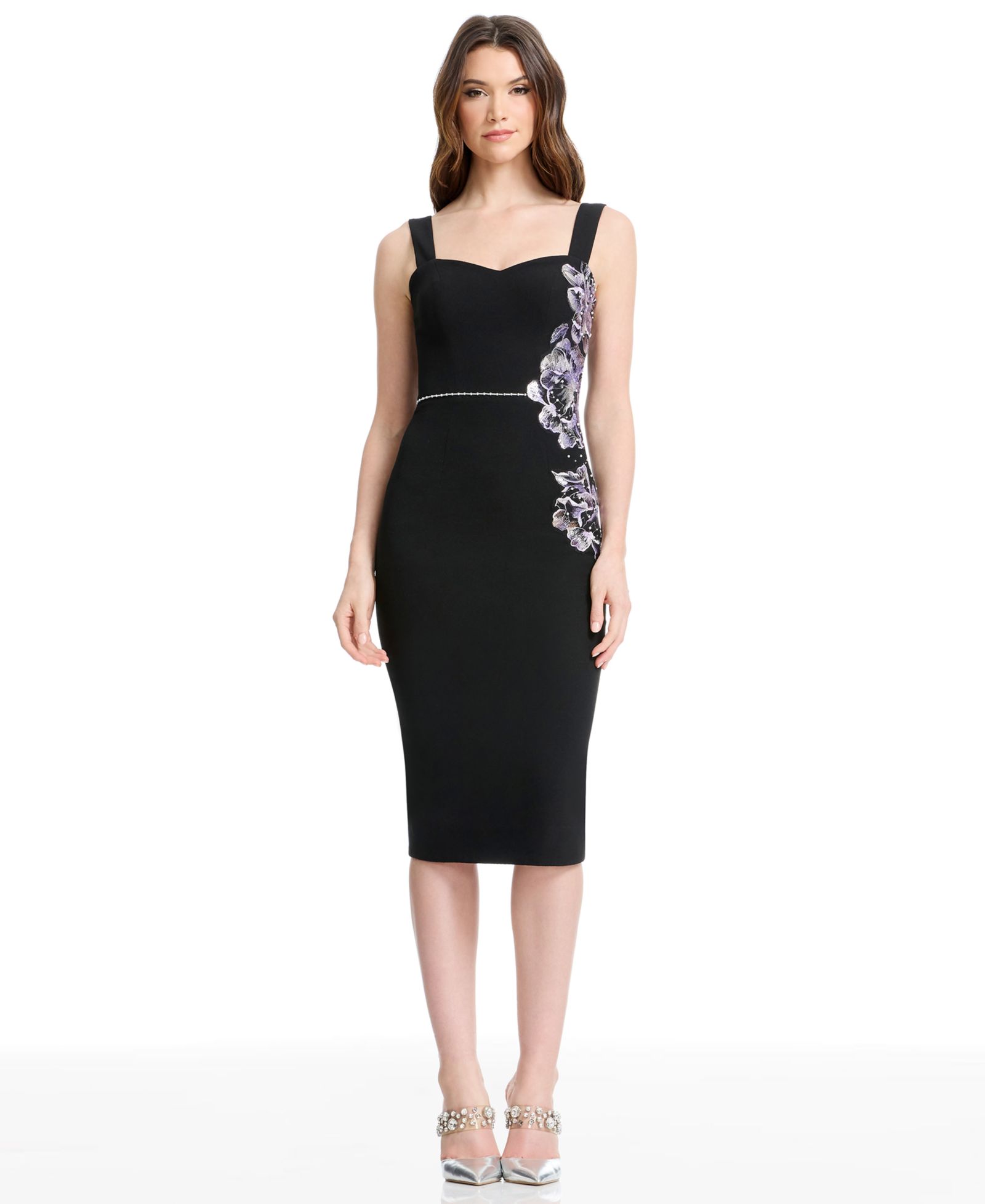 Dress the Population Women's Sweetheart Neck Midi Dress