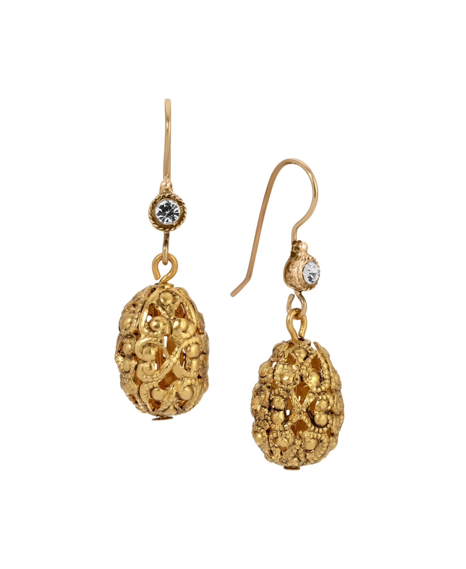 2028 Серьги с кристаллами Filigree Bead Crystal Drop Wire