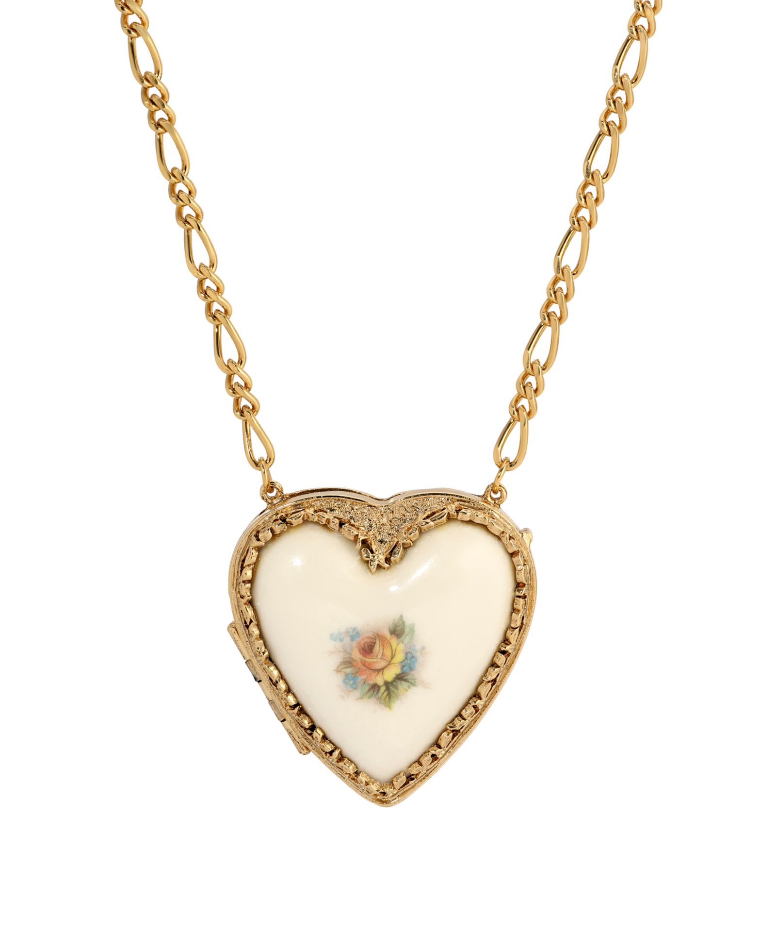 2028 Porcelain Heart Locket Necklace