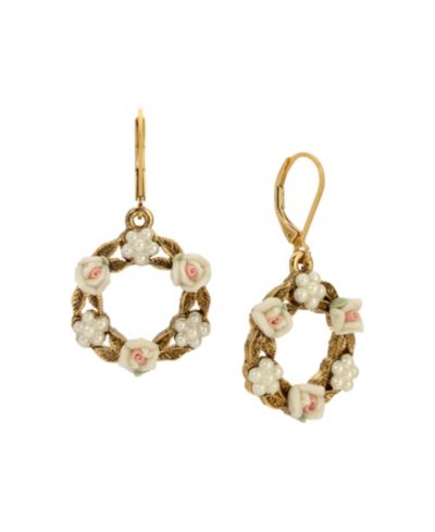 2028 Faux Cultivated Pearl  White Flower Earrings