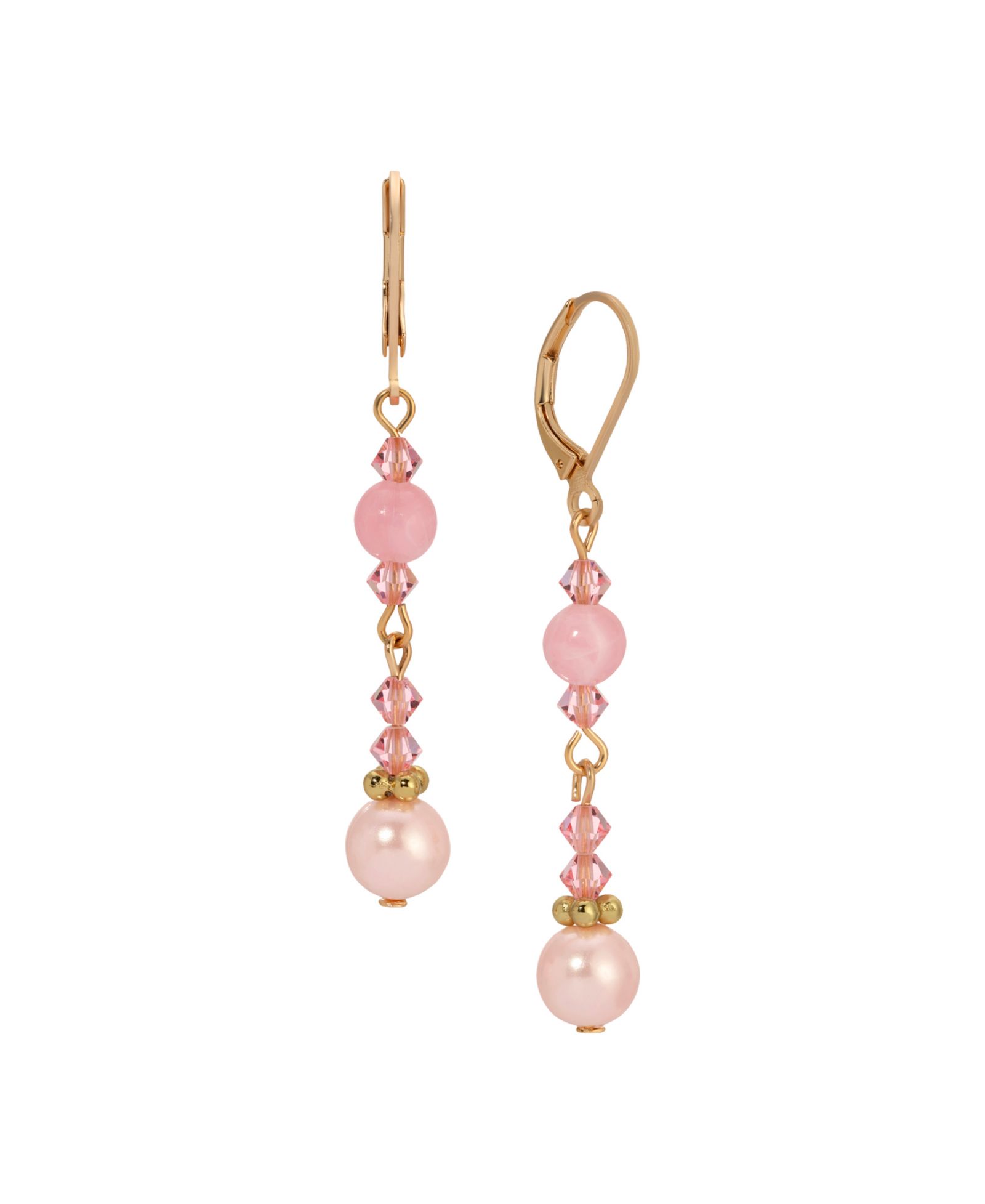 Серьги 2028 Gold Tone Pink Bead Drop