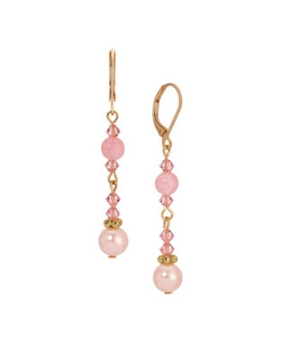 Серьги 2028 Gold Tone Pink Bead Drop