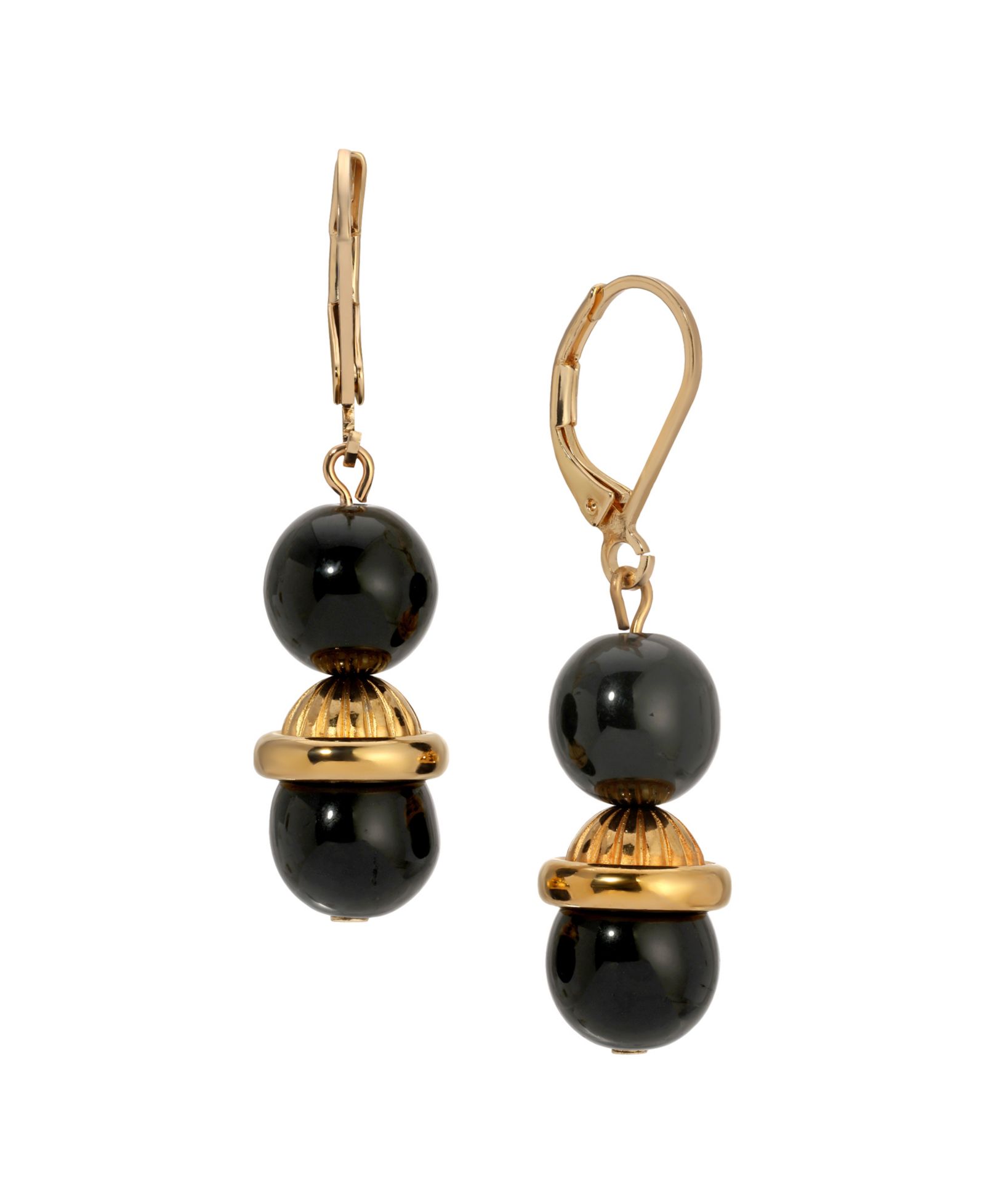 Серьги 2028 Jet Gold с подвесками из бусин