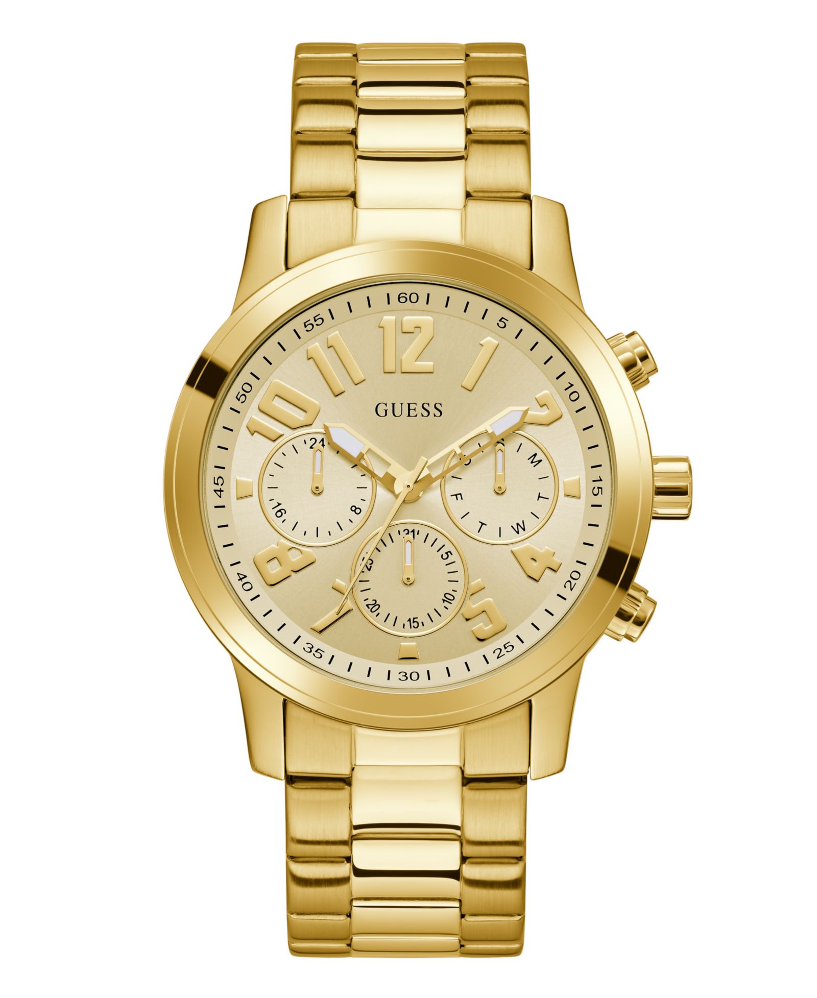 GUESS Men's Gold-Tone Multi-Function Watch, 44mm