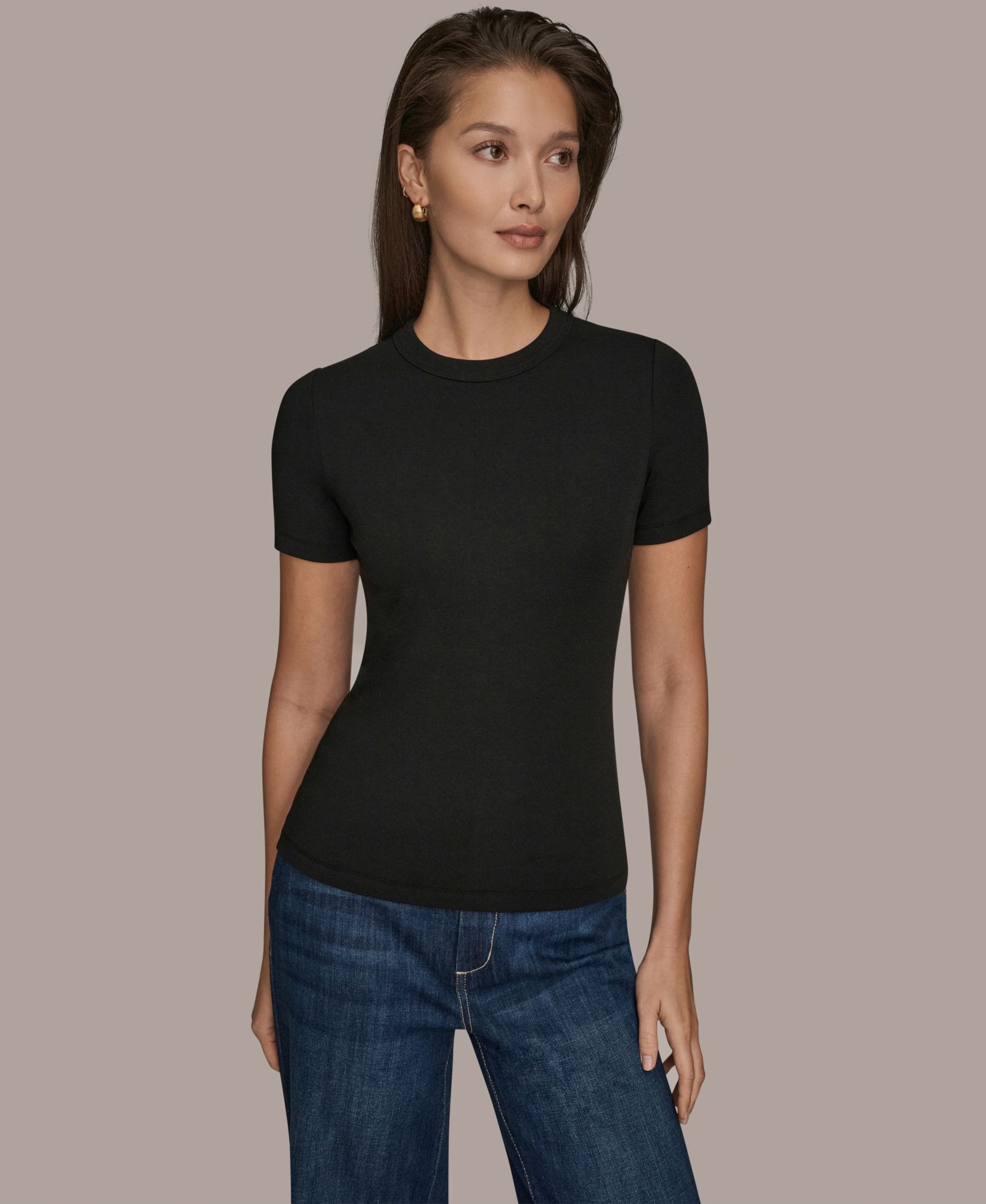 Donna Karan Weekend Women's Rib Short-Sleeve Crewneck T-Shirt