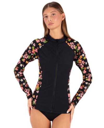 Hurley Women's рашгард Hibiscus Dream с длинным рукавом