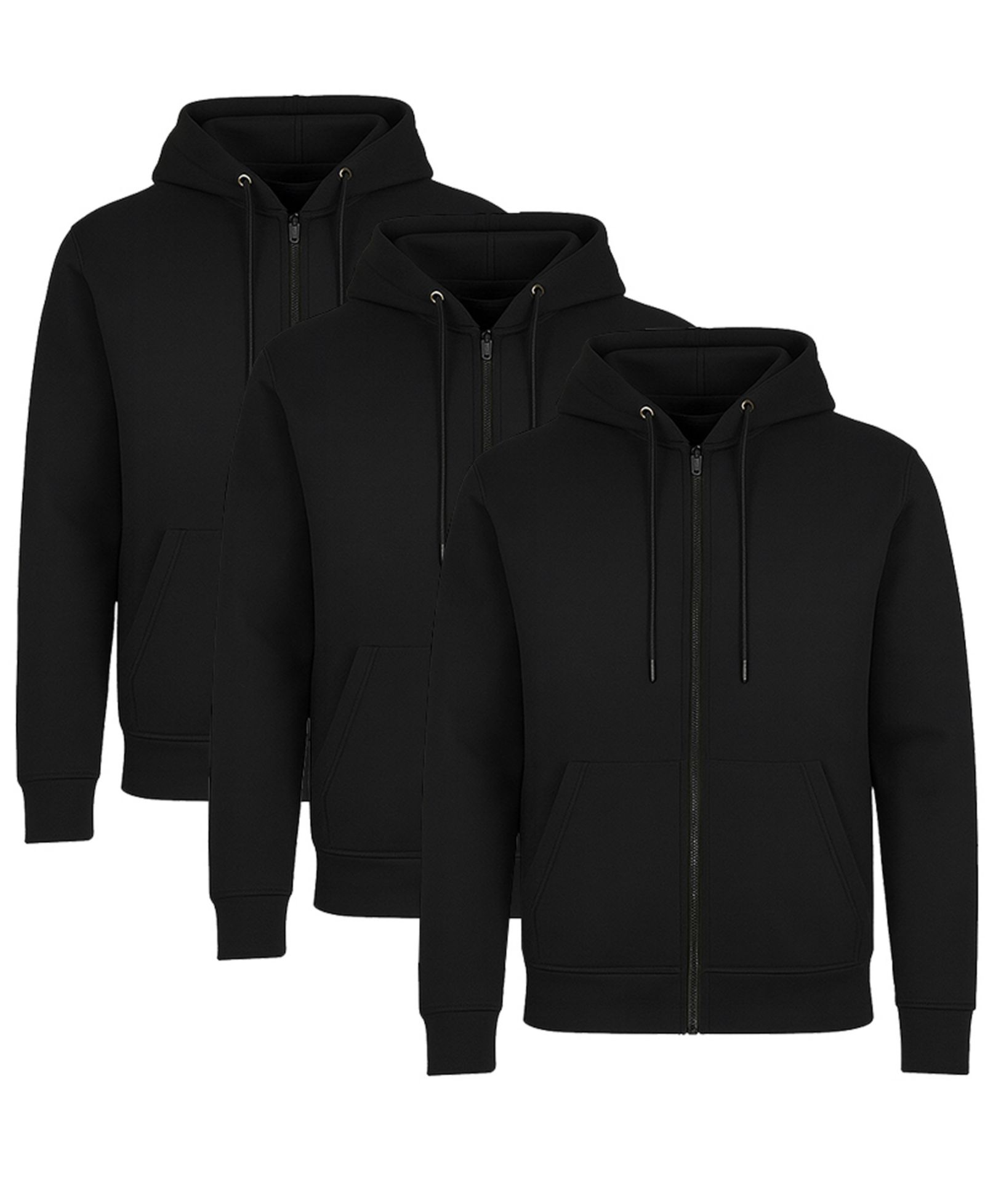 Blue Ice Men's Lined Full-Zip Hoodie, 3-Pack