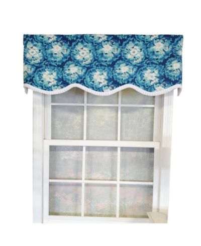 RLF Home Burst Provance 3" Rod Pocket Lining Luxurious and Elegant Window Treatment Valance 50" x 16" Blue