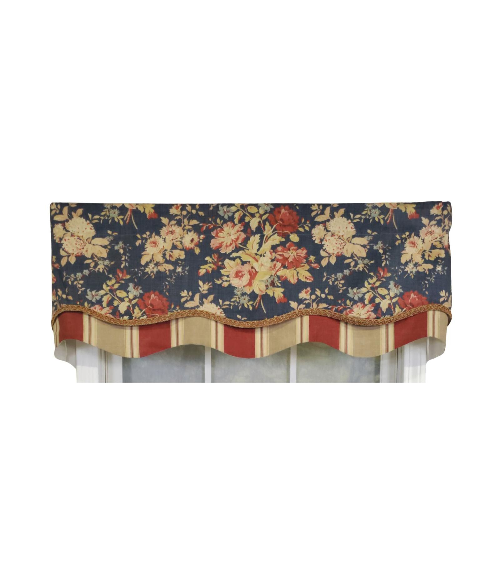 RLF Home 3" Rod Pocket High Quality Fabric Newbury Glory Valance for Windows 50" x 16