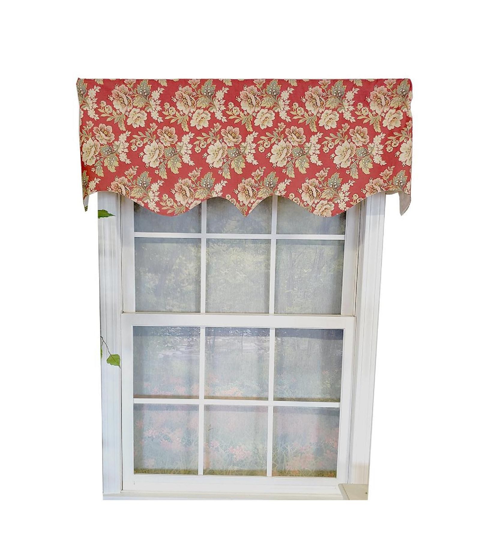 RLF Home Linda Regal 3" Rod Pocket Lining Luxurious and Elegant Window Treatment Valance 50" x 17" Red