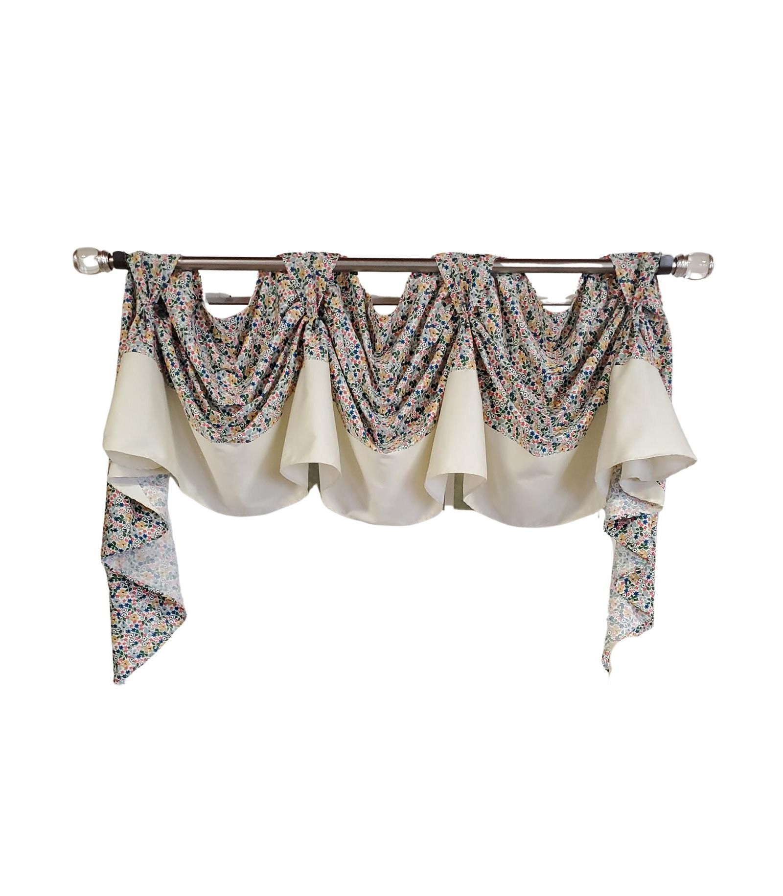 RLF Home 3" Rod Pocket High Quality Fabric Banded Petite Flower 3-S Victory Swag for Windows 54" x 15" Multi