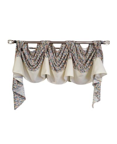 RLF Home 3" Rod Pocket High Quality Fabric Banded Petite Flower 3-S Victory Swag for Windows 54" x 15" Multi