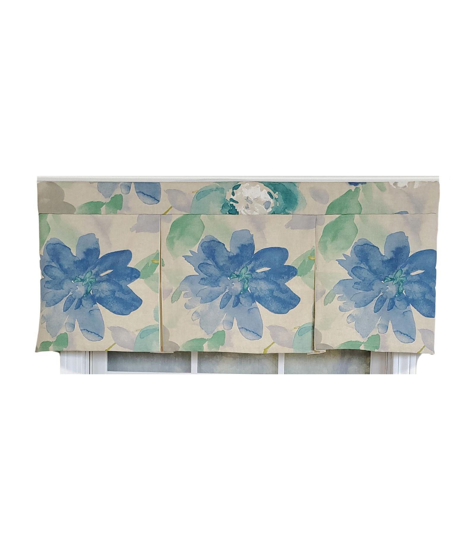 RLF Home 3" Rod Pocket High Quality Fabric Mantra Pleated Valance for Windows 50" x 17" Azure