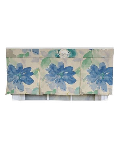RLF Home 3" Rod Pocket High Quality Fabric Mantra Pleated Valance for Windows 50" x 17" Azure