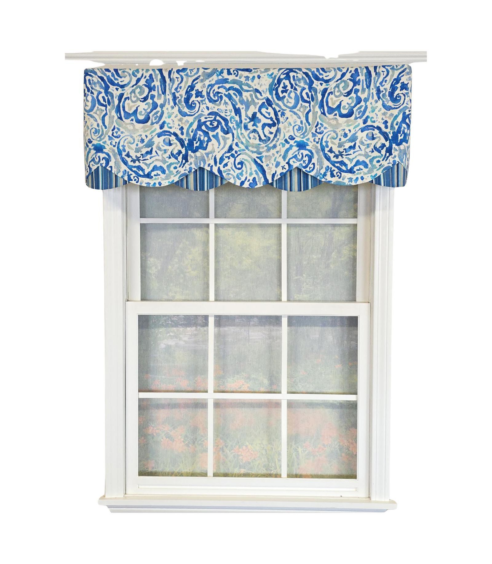 RLF Home 100% Cotton Mystify Petticoat  Fully lined Windows Rod Pocket Valance 50" x 15"  Blue