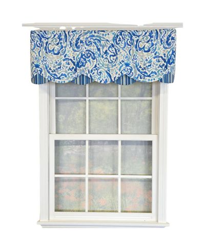 RLF Home занавеска Mystify из 100% хлопка, плиссированная, синяя, 50" x 15"