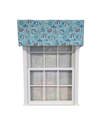 RLF Home 100% Cotton Beach Day Toilored  Fully lined Windows Rod Pocket Valance 51" x 16"  Blue
