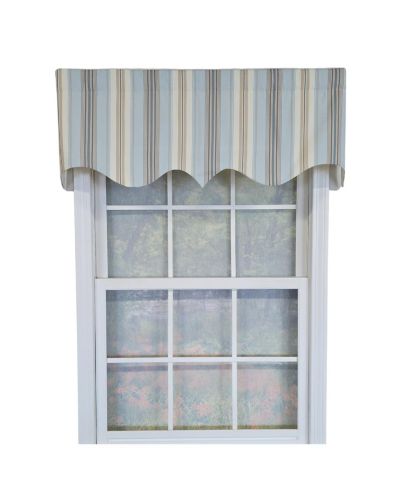 RLF Home 100% Cotton Paris Stripe Regal  Fully lined Windows Rod Pocket Valance 50" x 17"  Blue