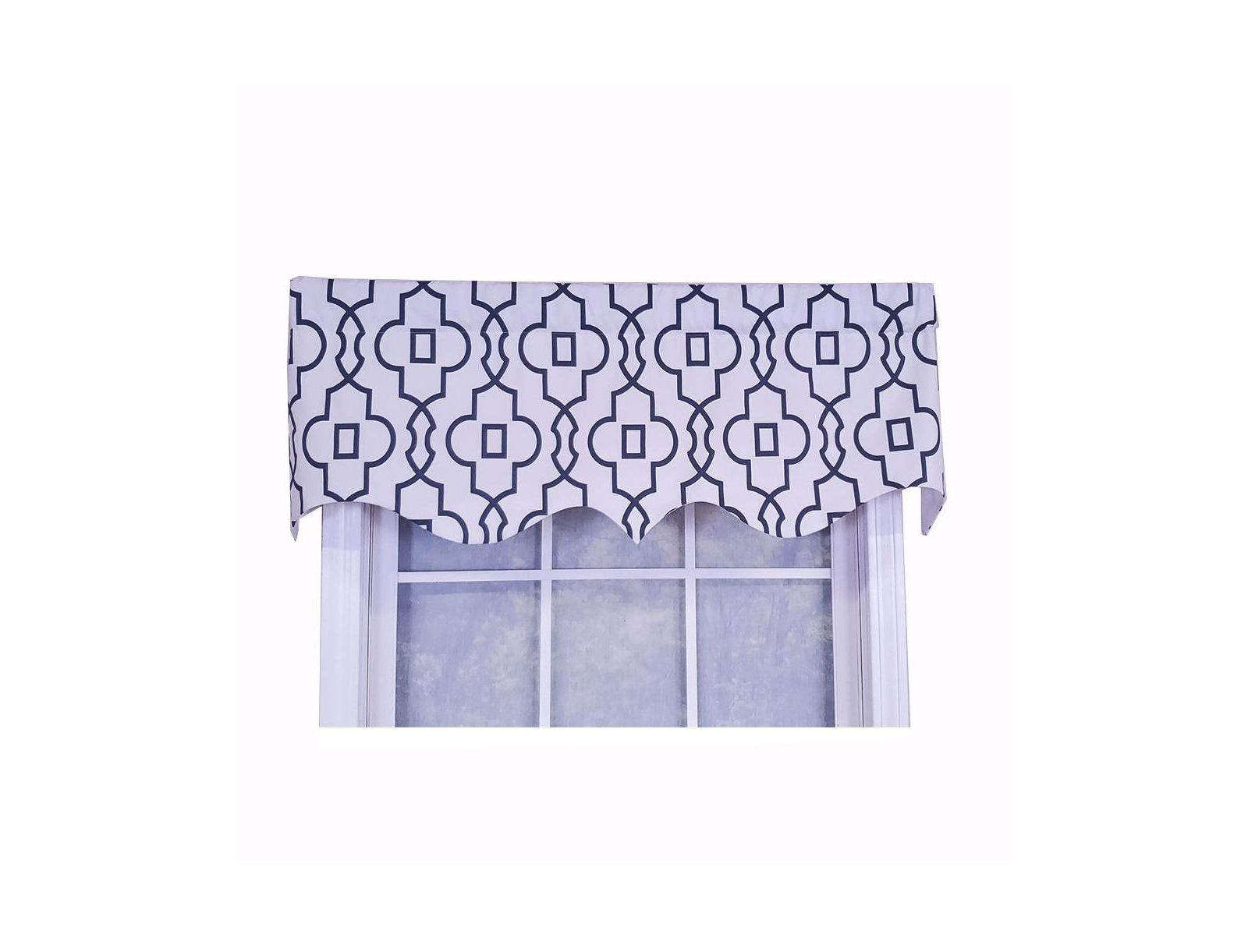 RLF Home Modern Design Classic Crusade Regal Style Window Valance  50" x 17" Light Navy
