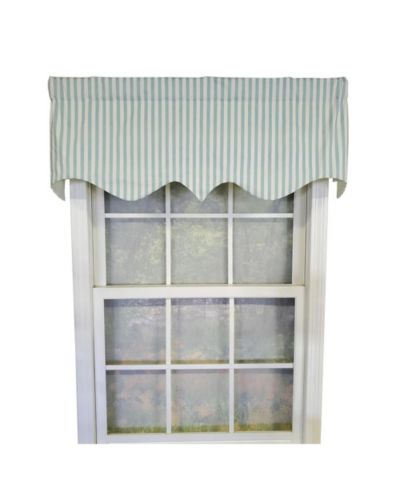 RLF Home Candy Stripe Regal 3" Rod Pocket Lining Luxurious and Elegant Window Treatment Valance 50" x 17" Spa