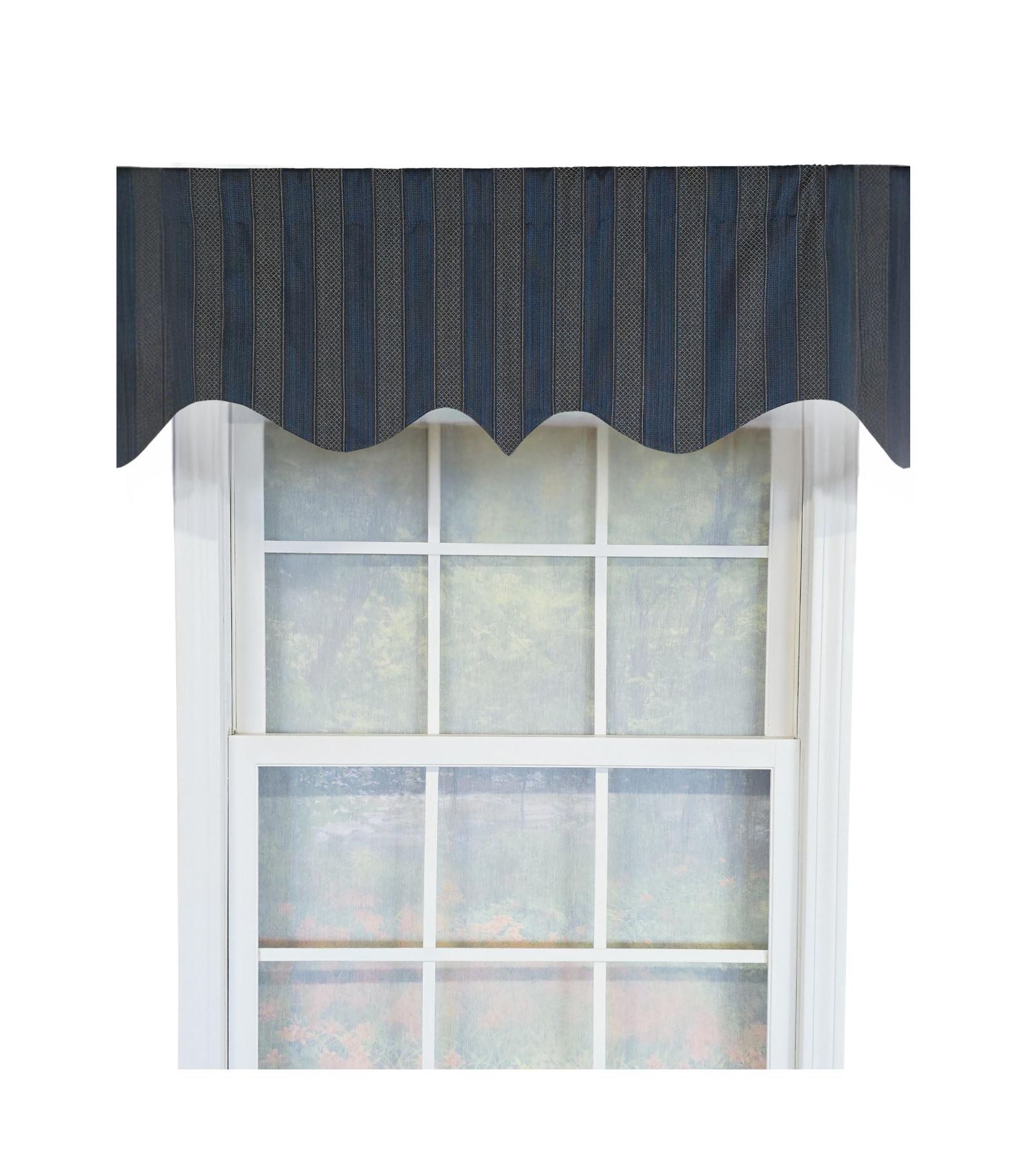 RLF Home Bronte Regal 100% Cotton Rod Pocket Fully Lined Window Valance 50"x17" Navy