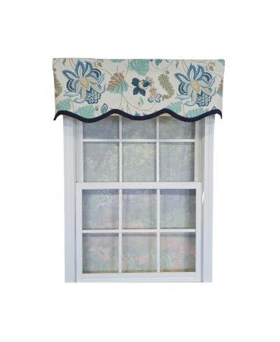 RLF Home 100% Cotton Samanta Ruffled Provance  Fully lined Windows Rod Pocket Valance 50" x 15"  Blue